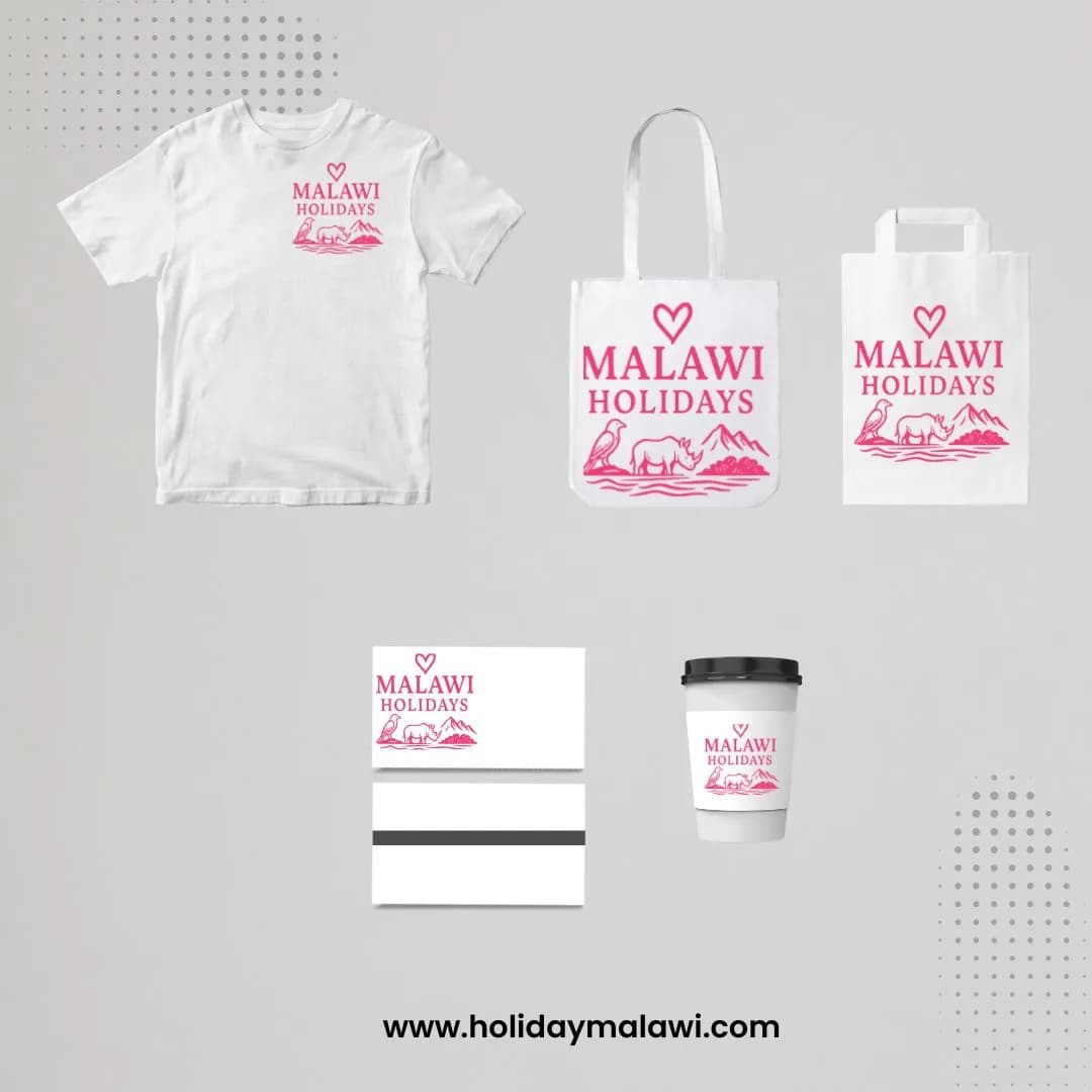 Malawi Holidays branded tees, tote bags and cups