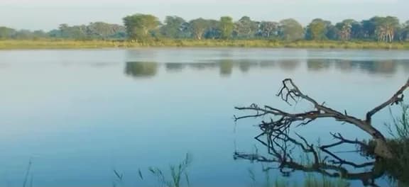 Lake at dusk, still from the promo film