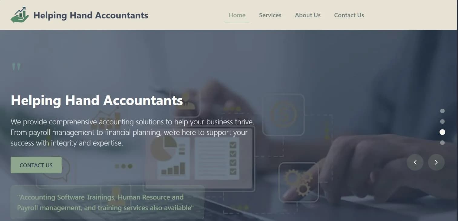 Helping Hand Accountants website home page